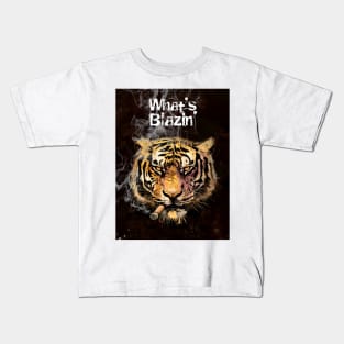 Cigar Smoking Tiger: An Intense Cigar Smoking Tiger "What's Blazin'" Kids T-Shirt